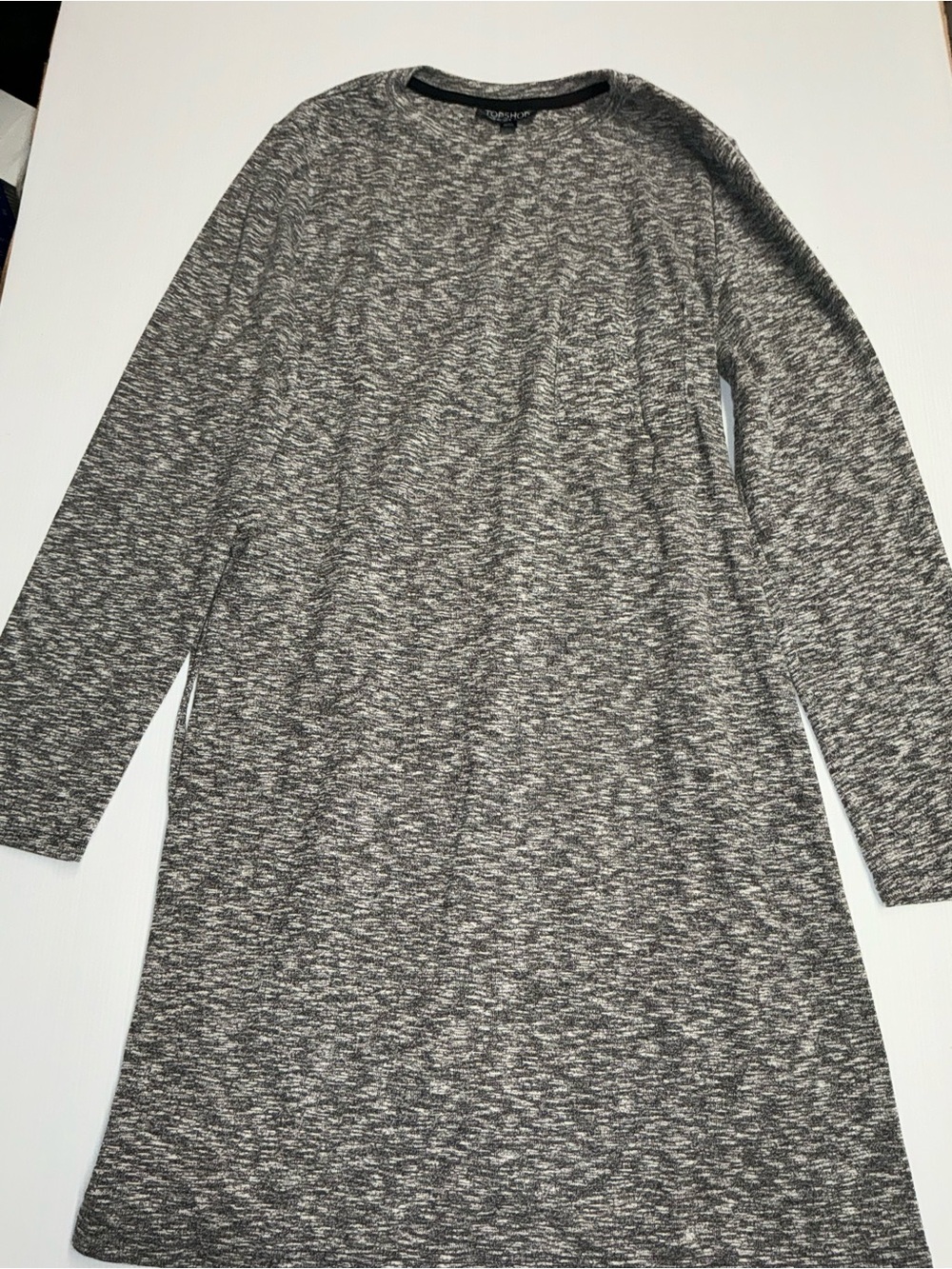 Topshop Gray Marled Crewneck Sweater Dress